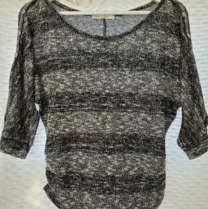 Quarter Sleeve Black & Grey Blouse